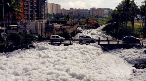 印度湖泊爆发毒泡沫,湖泊爆发毒泡沫,毒泡沫,场面如夏日飞雪