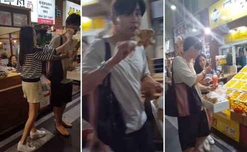 秋瓷炫于晓光逛路边摊被拍 两人互喂十分甜蜜